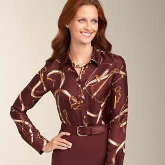 Talbots Tops - TALBOTS| equestrian silk button down • 14